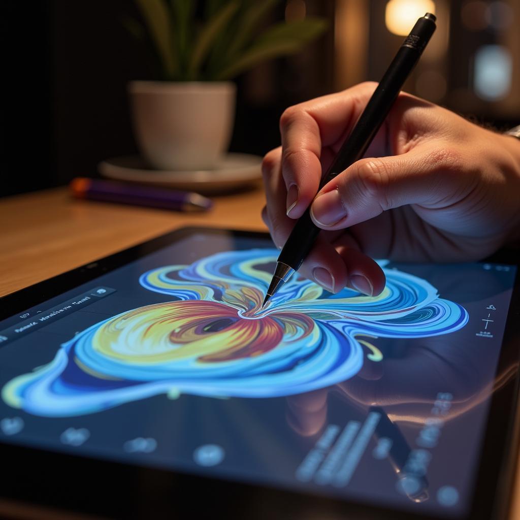 Digital Artist Creating on a Graphic Tablet