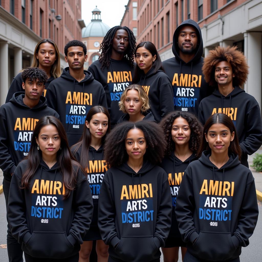 Group of Digital Artists Wearing Amiri Arts District Hoodies