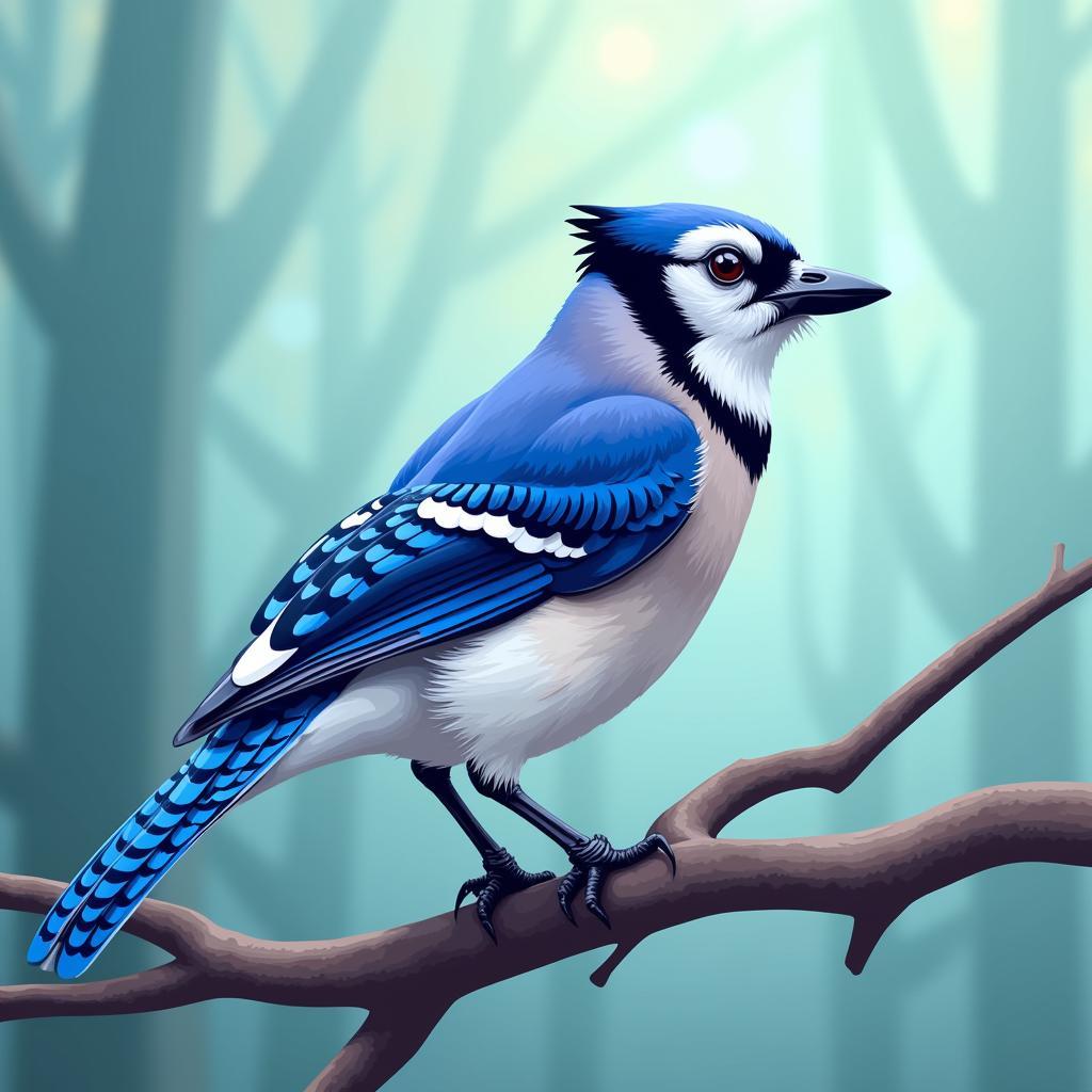 Digital Bluejay Vector Illustration