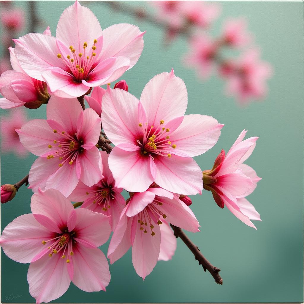 Digital Cherry Blossom Canvas Art: A Vibrant Display of Spring