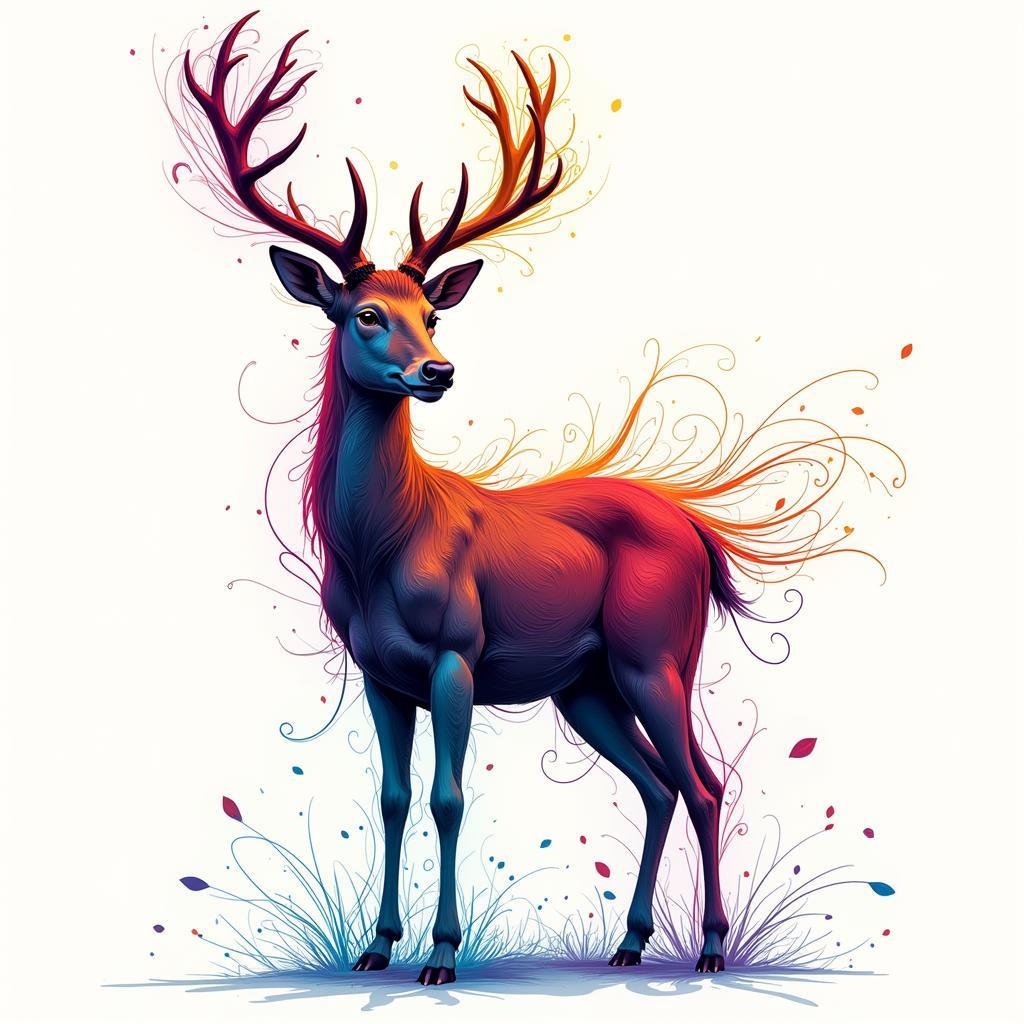 Abstract Digital Deer Spirit Art