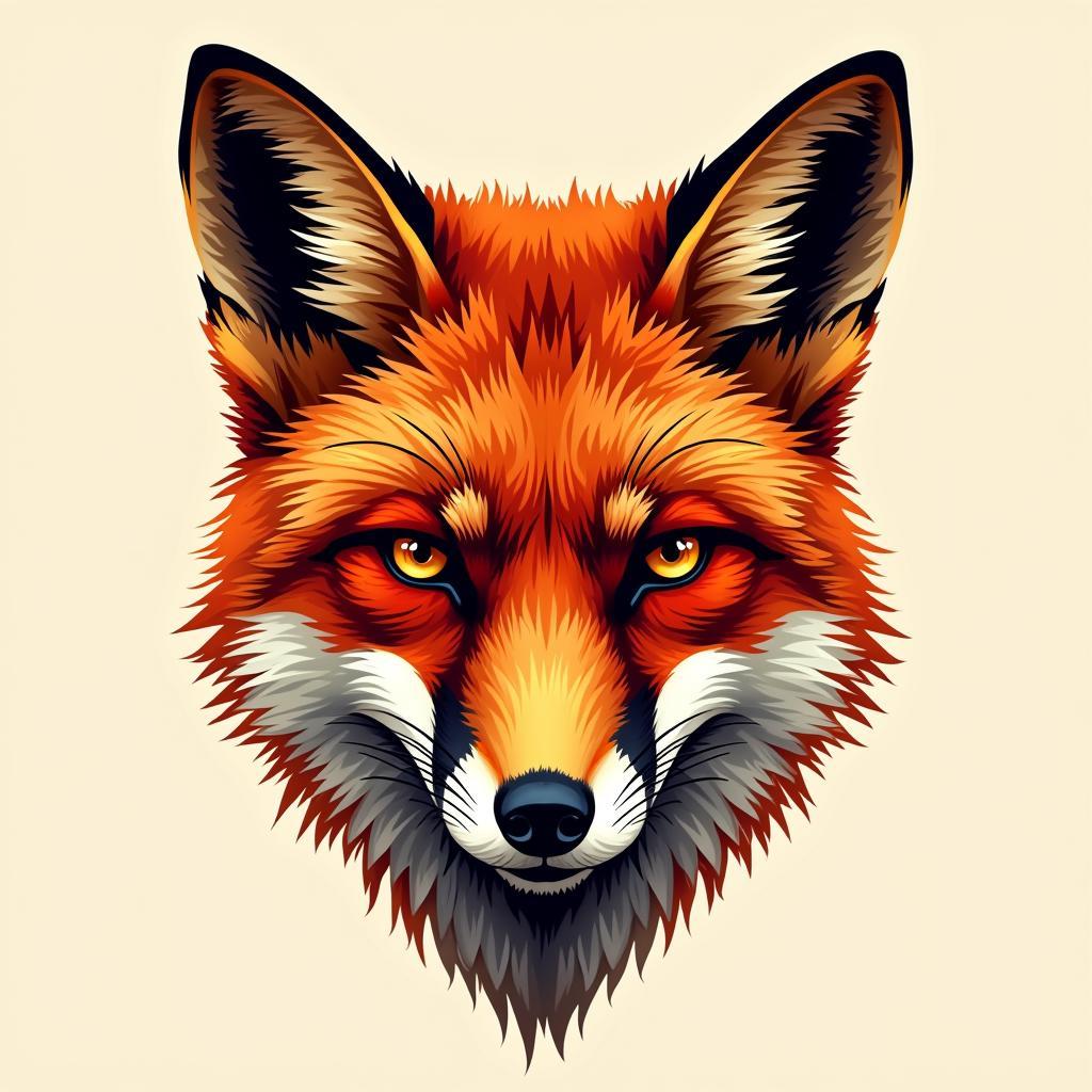 Digital Fox Illustration with Geometric Patterns