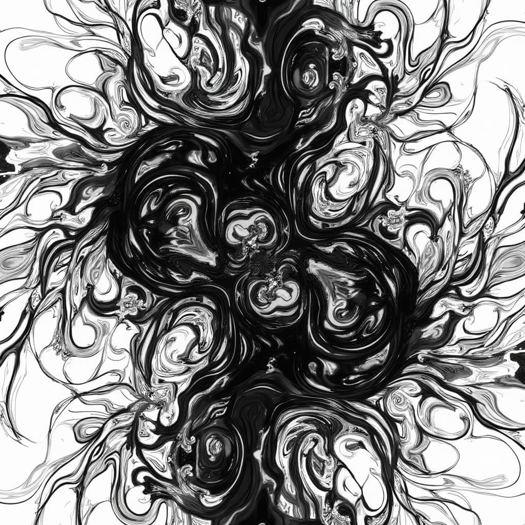 Digital Monochrome Abstract Art Created with Software