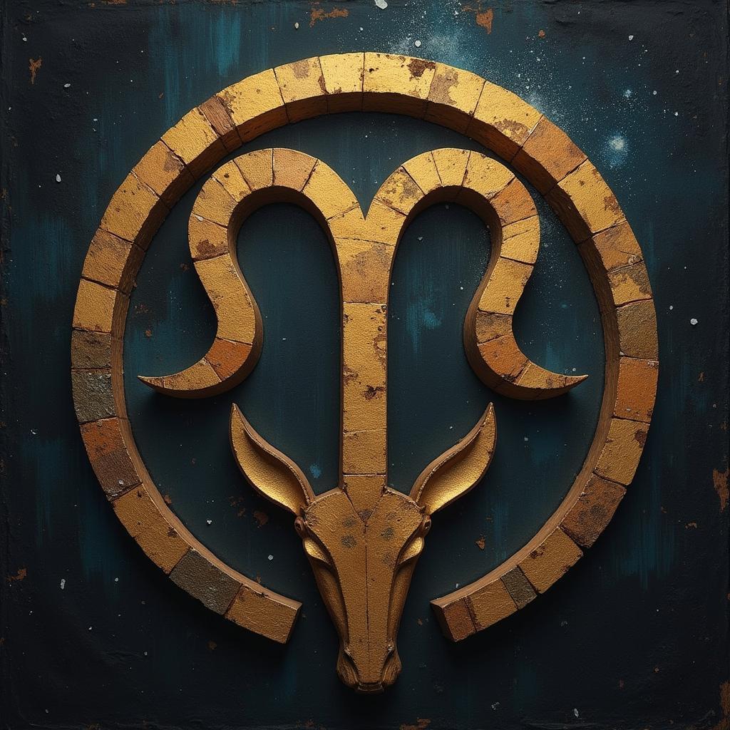 Digital painting of the Capricornus symbol with earthy tones