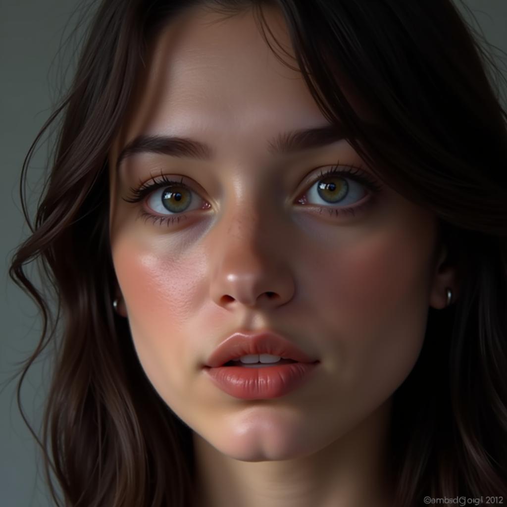 Digital portrait of a woman with a captivating, emotional gaze