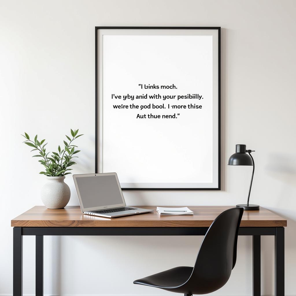 Modern home office featuring discipline wall art