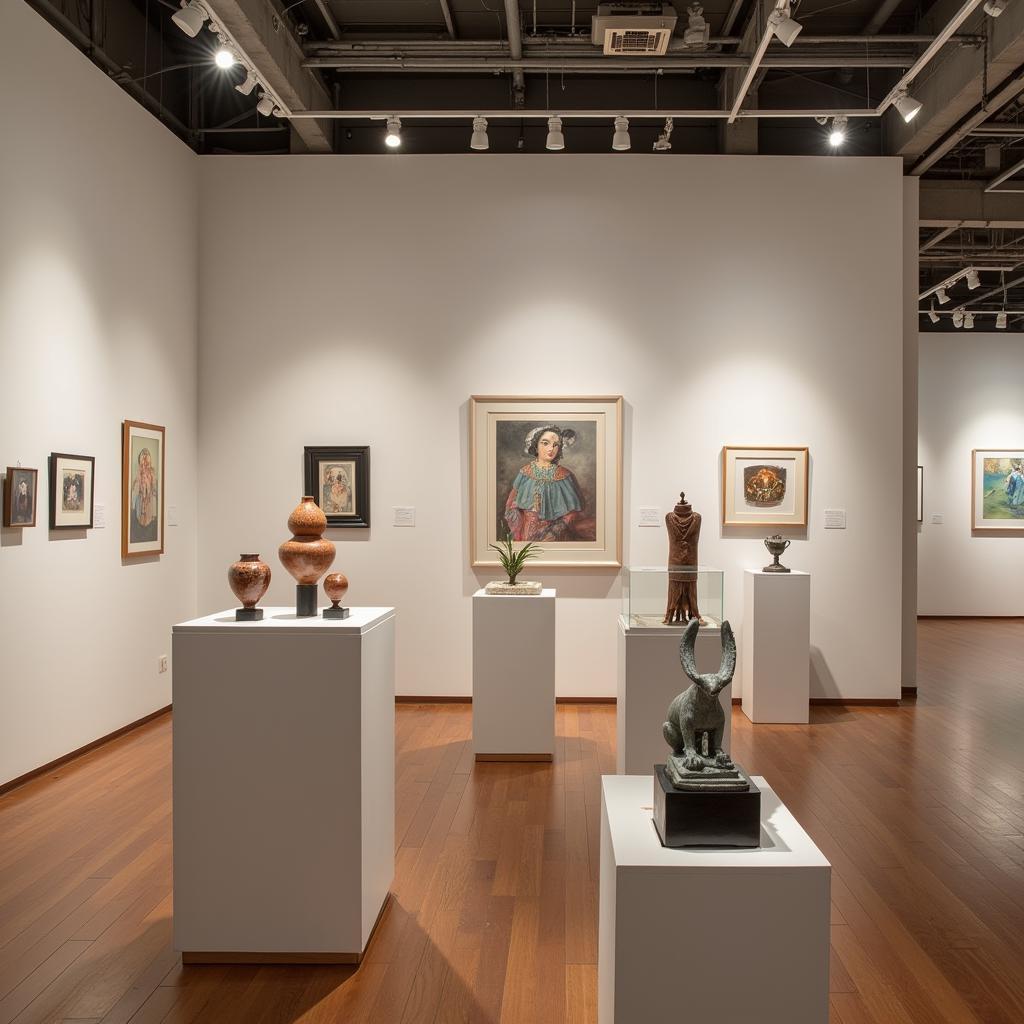 Art Display Cases in a Gallery Setting