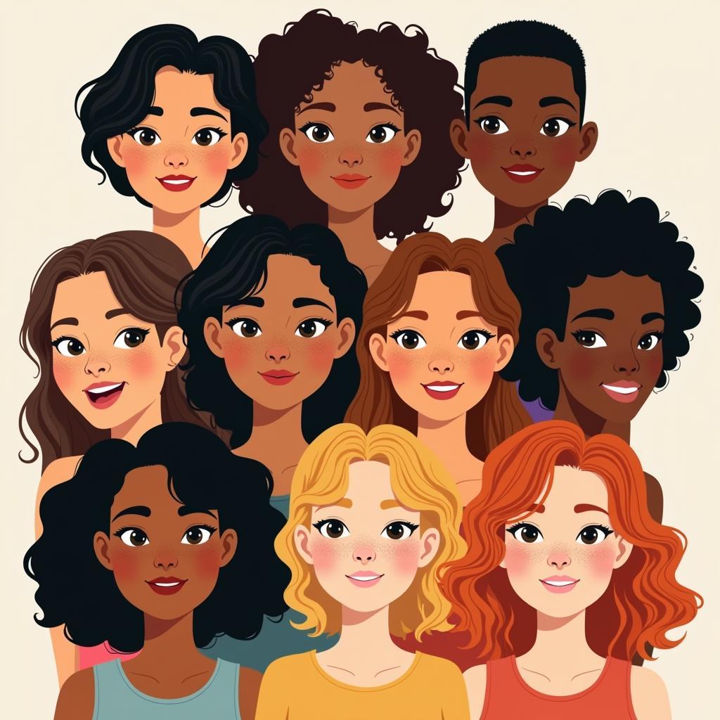 Illustration celebrating diversity and freckles