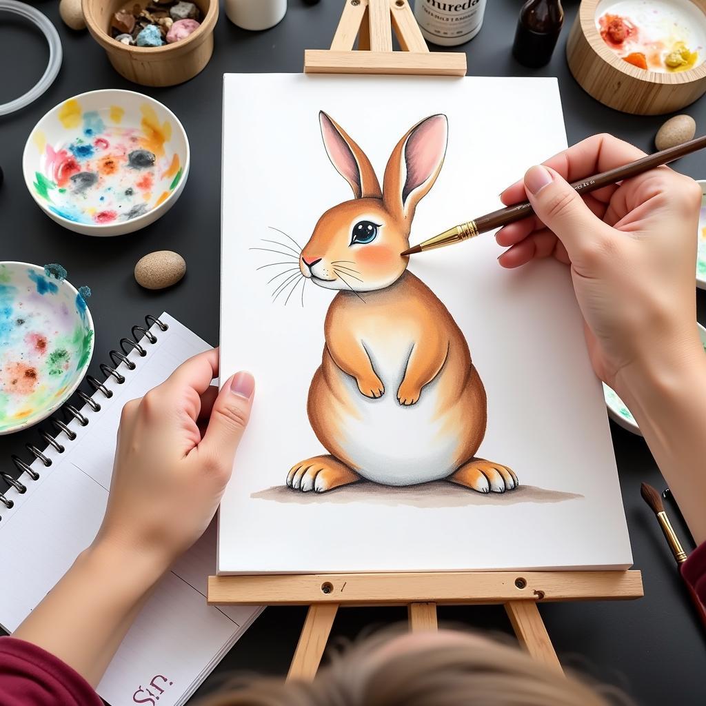 DIY Bunny Rabbit Wall Art Using Watercolor Techniques