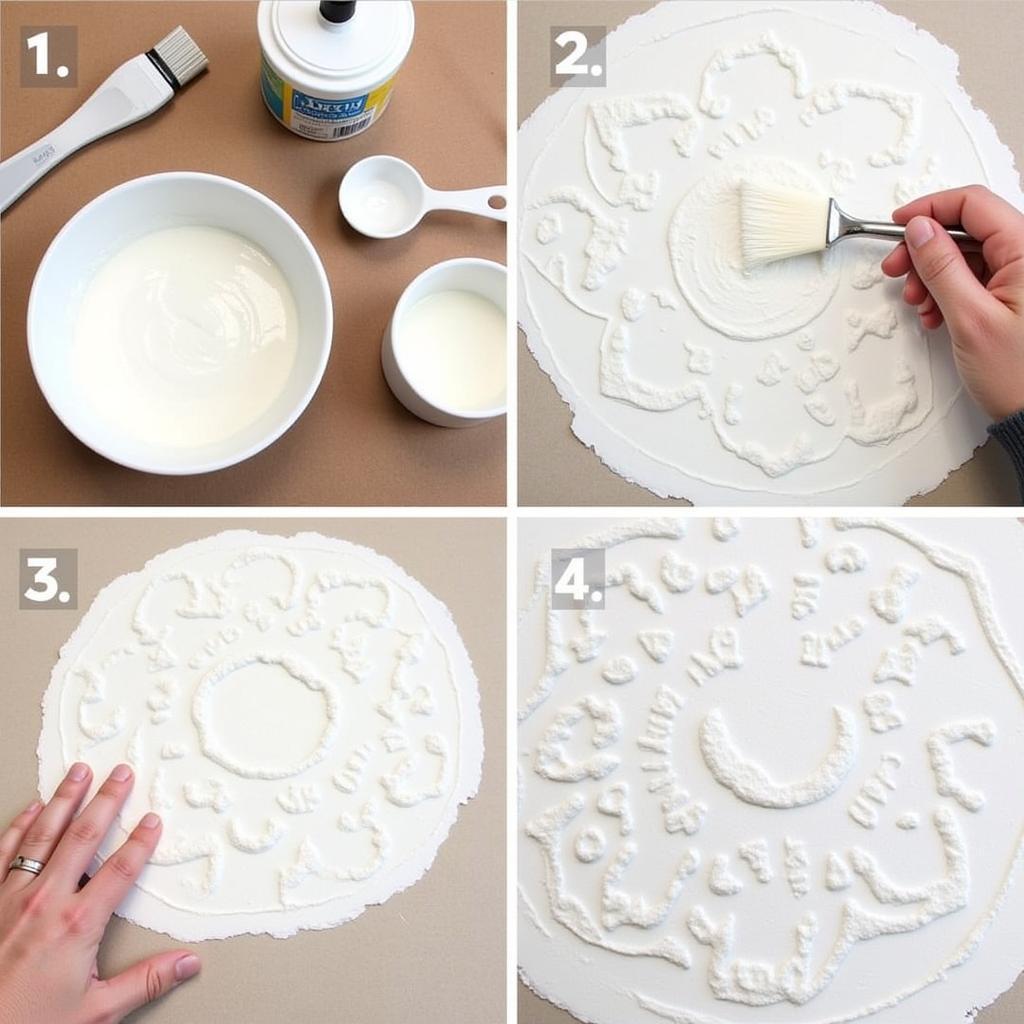 DIY Embossed Wall Art Using Plaster and Stencil