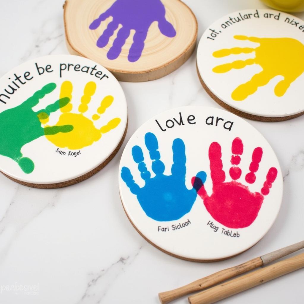 DIY Handprint Coaster Set