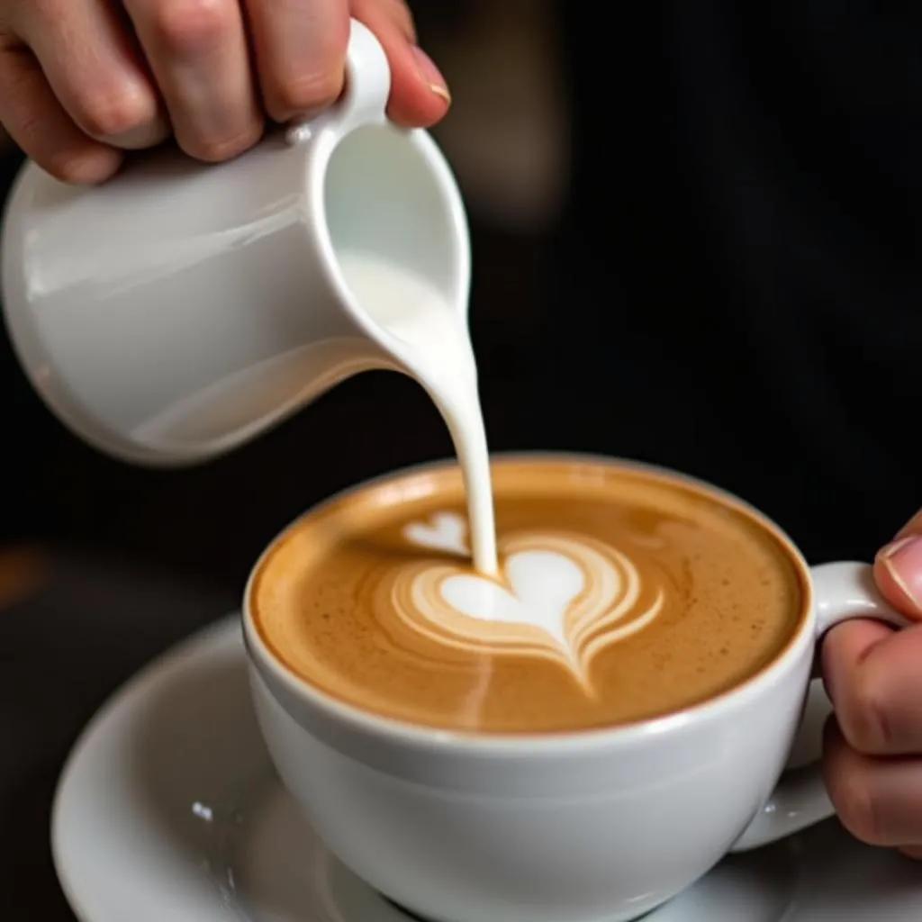 Latte art with a beautiful heart shape