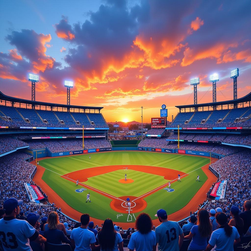 Dodgers Stadium Painting at Sunset