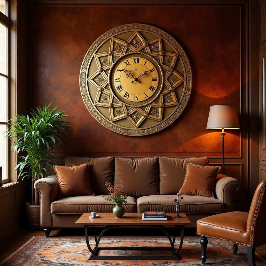 Antique Art Deco Wall Clock in Living Room