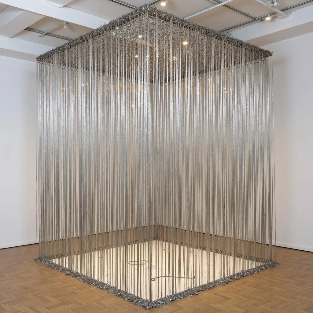 Dorothy Gillespie large-scale art installation made of metallic ribbons