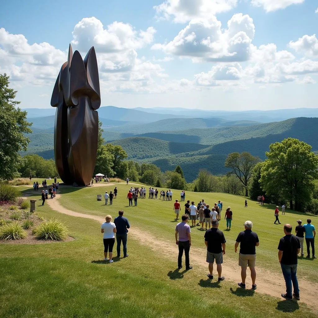 Du khách chiêm ngưỡng tác phẩm điêu khắc tại sự kiện Art on the Hill