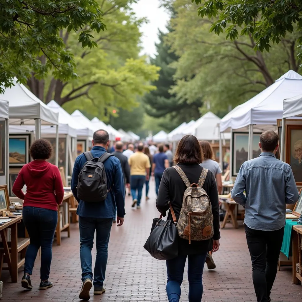 Visitors shopping at the Burlingame Art Festival