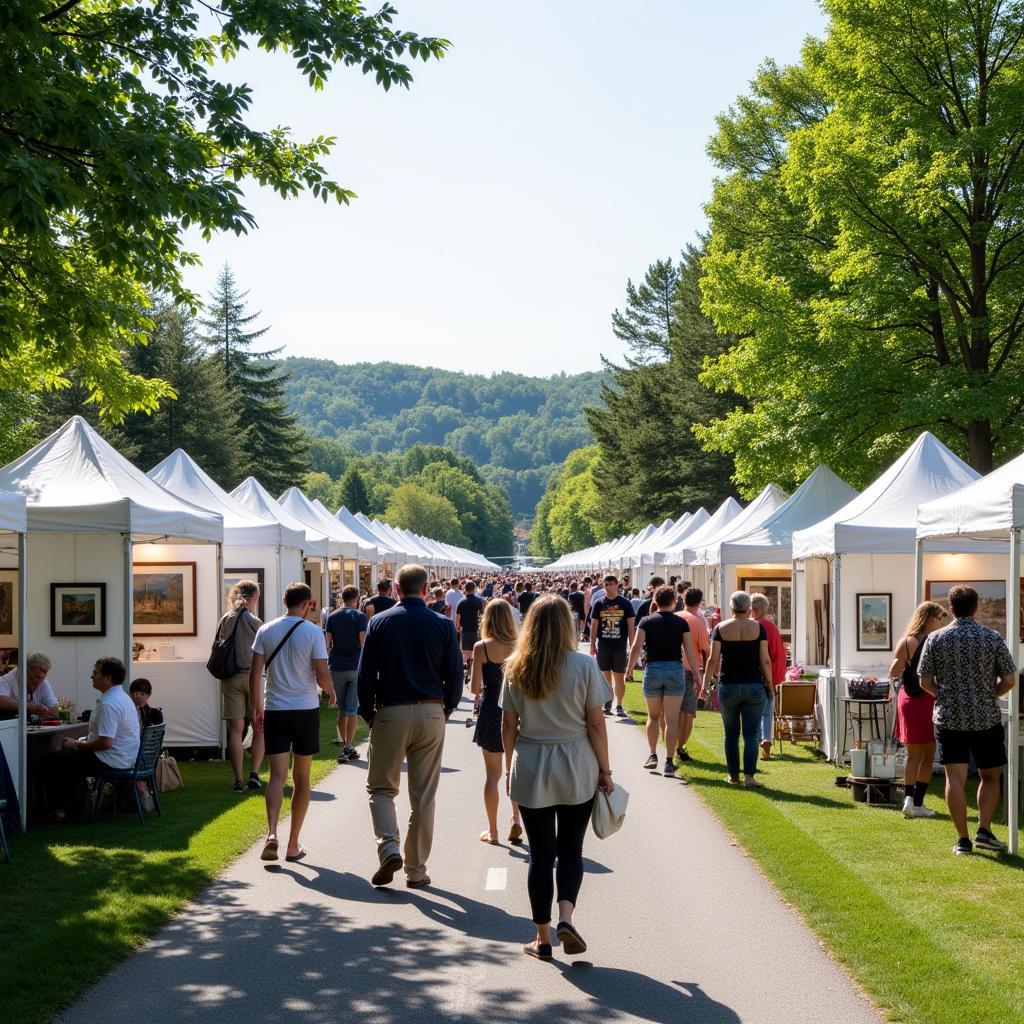 Visitors exploring the Saugatuck Art Fair