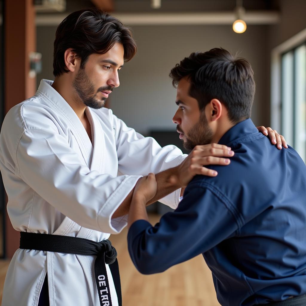 Experienced martial arts instructor guiding students in Dubai