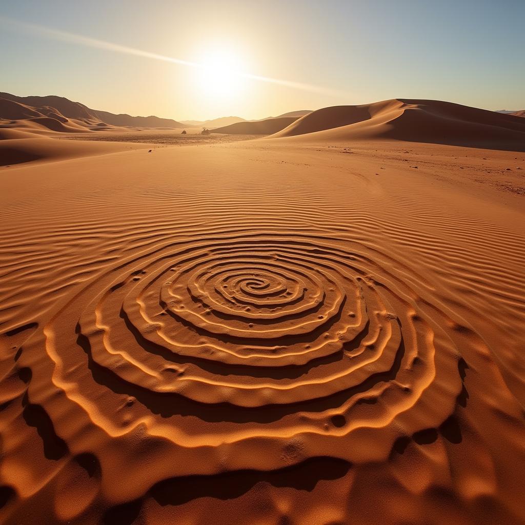 Spiral Patterns Etched in Desert Sand