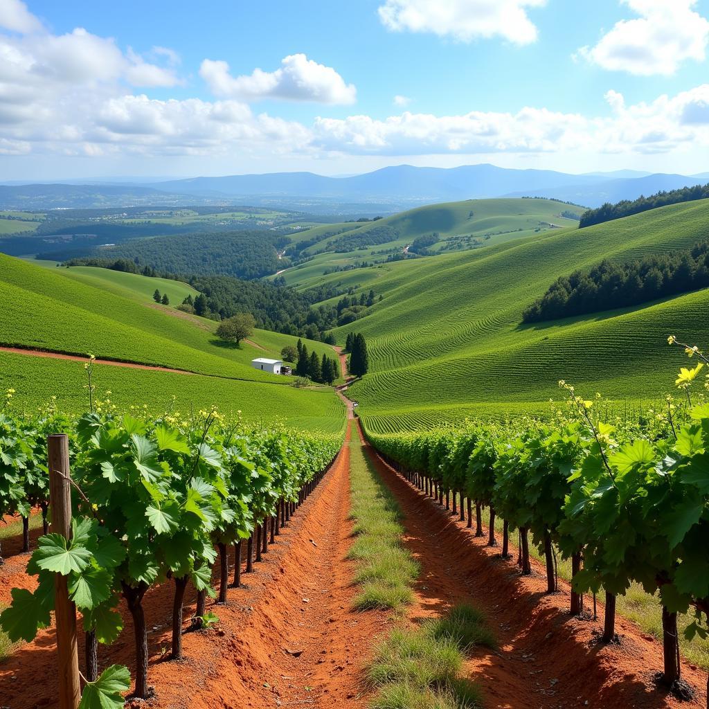 Vineyard landscape with rolling hills and fertile soil