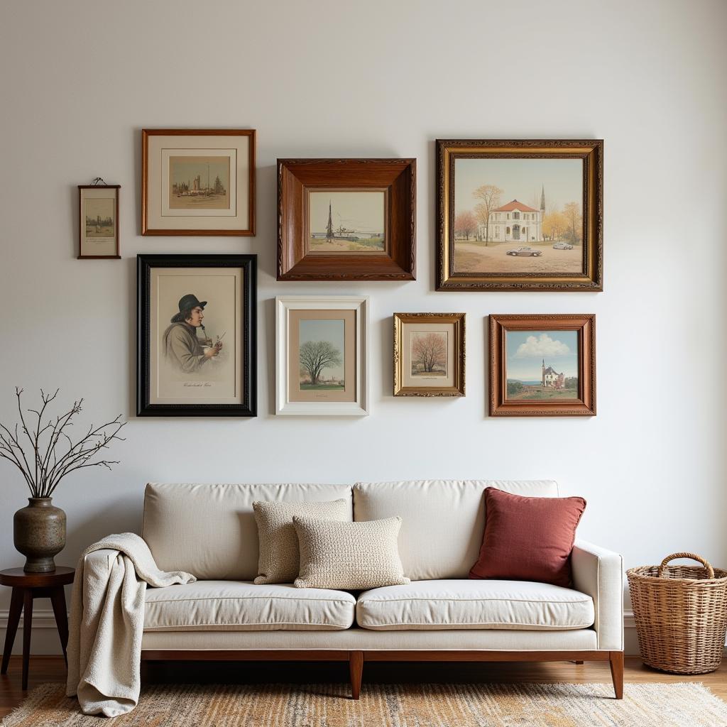 Eclectic Gallery Wall with Vintage Framed Art