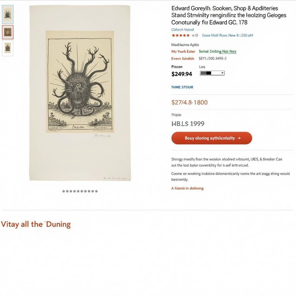 Edward Gorey Original Art on an Online Marketplace