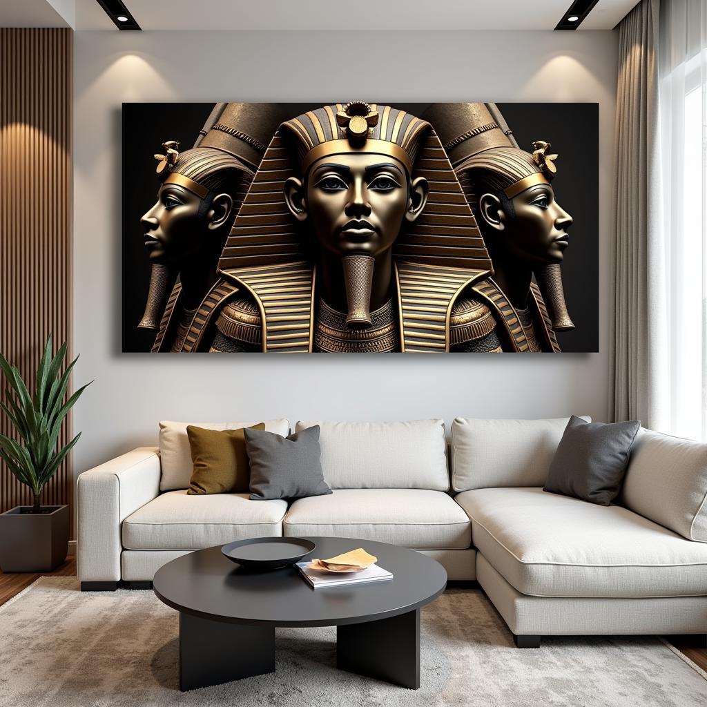 Modern Egyptian-Themed Metal Wall Art Depicting Pharaohs