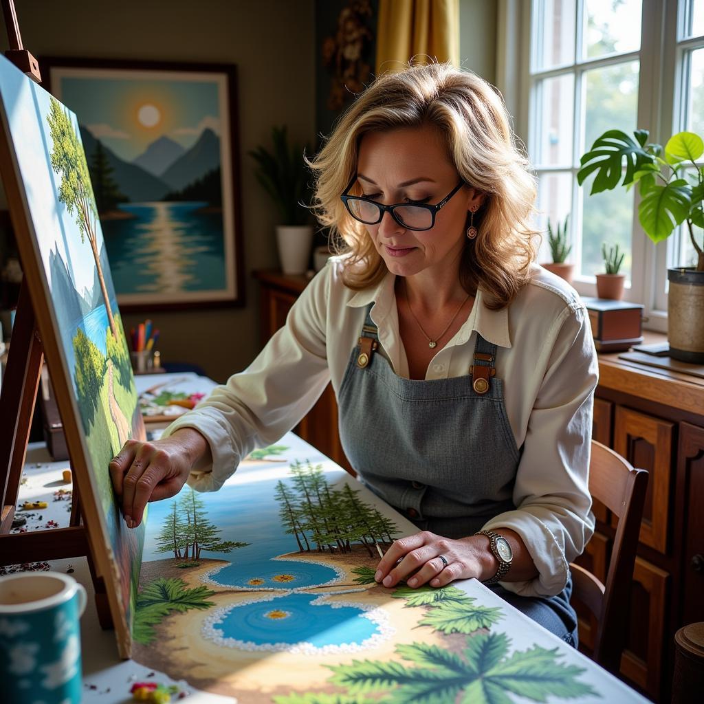 Eleanor Sterling Working on a Diamond Painting