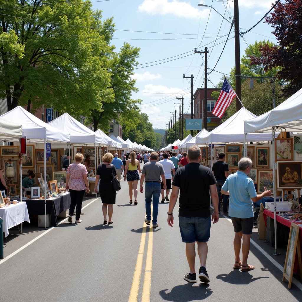 Elk Rapids Art Fair booths showcase diverse art forms.