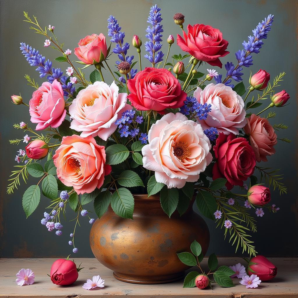 English Country Floral Still Life