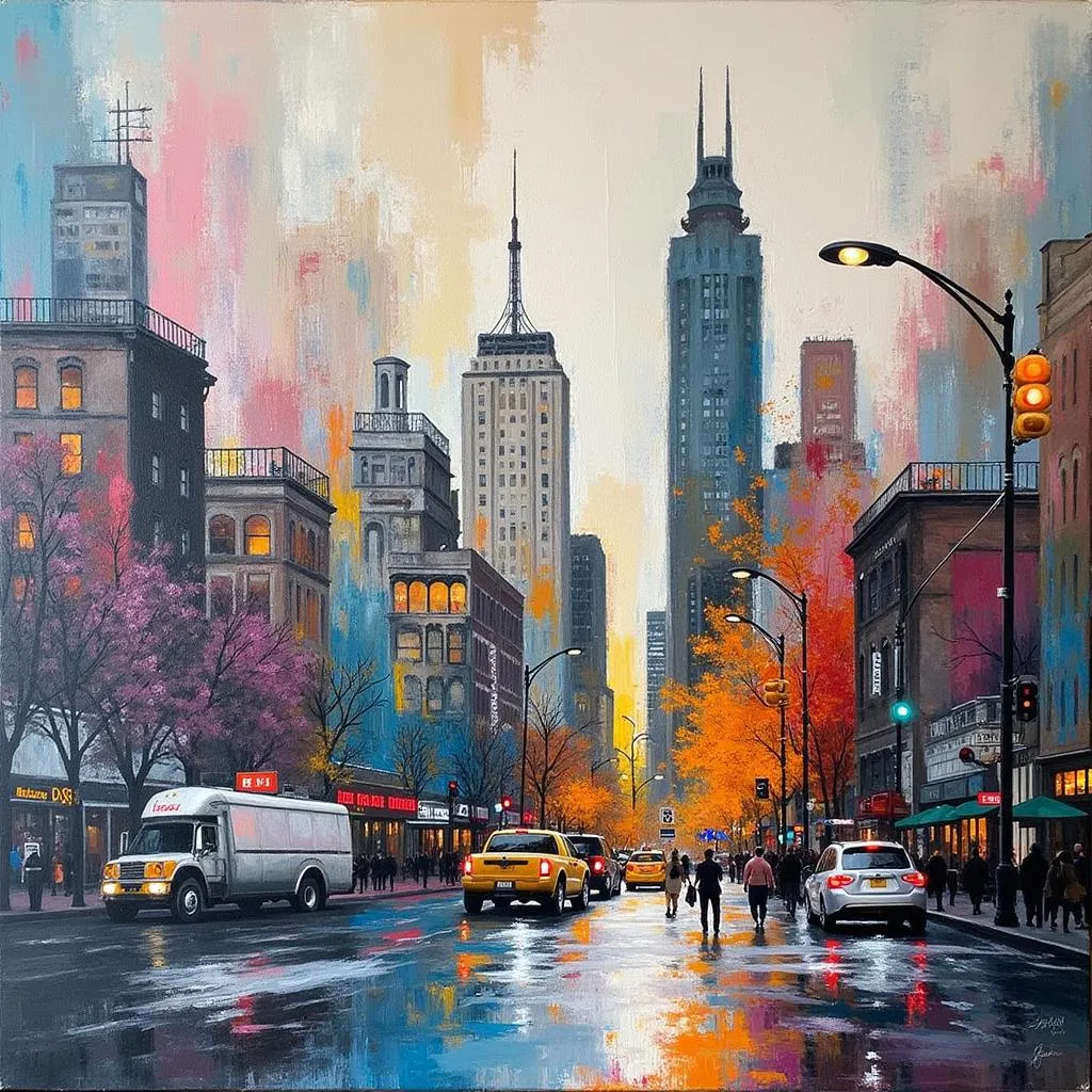 An urban landscape painting from Erik Speer's &quot;Urban Landscape&quot; series