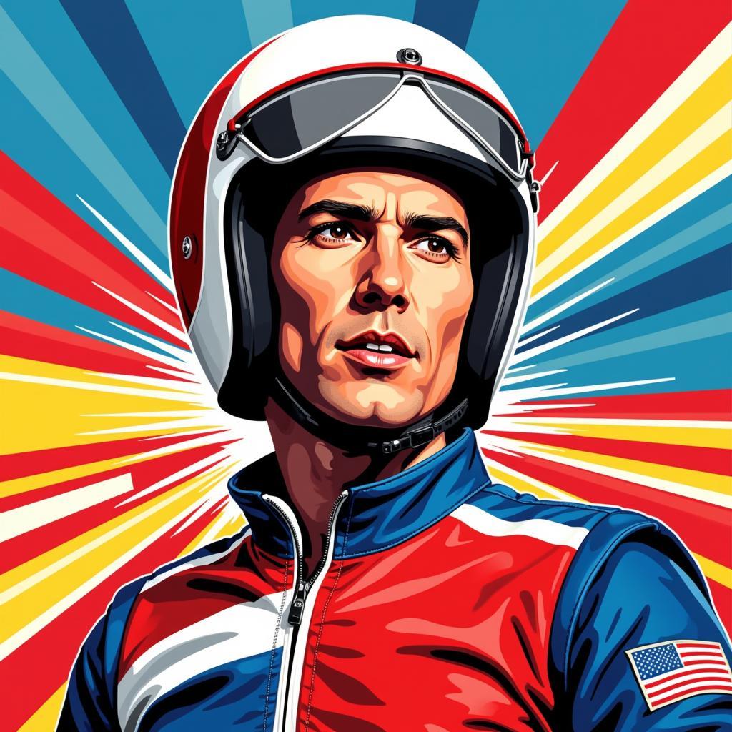 Evel Knievel portrait pop art style