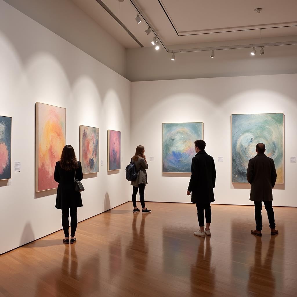 Exploring Pastel Abstract Art in a Gallery