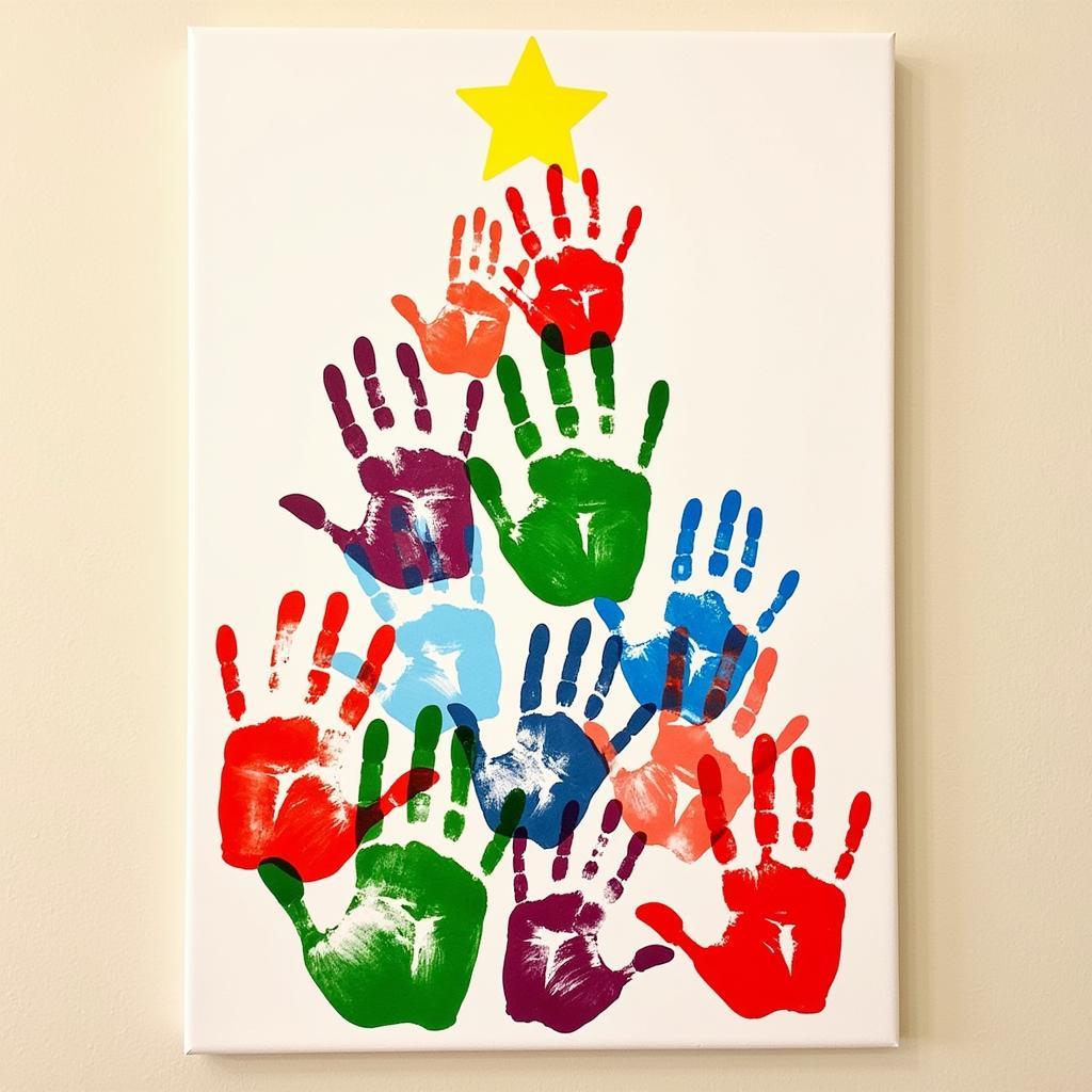 Family Christmas Handprints on Canvas