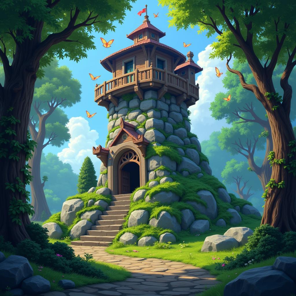 Fantasy Command Tower in Magical Forest