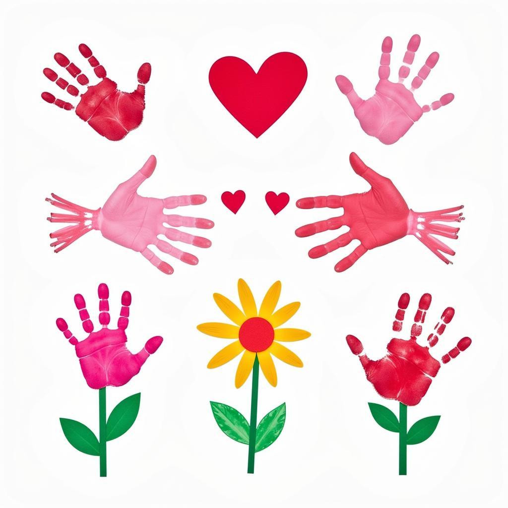 Colorful February handprint art ideas