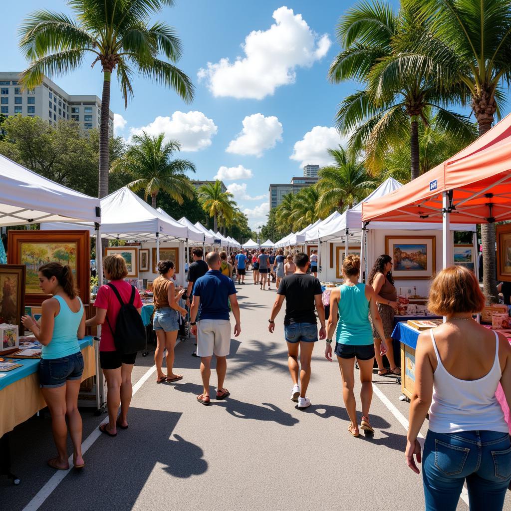 Vibrant art festival booths