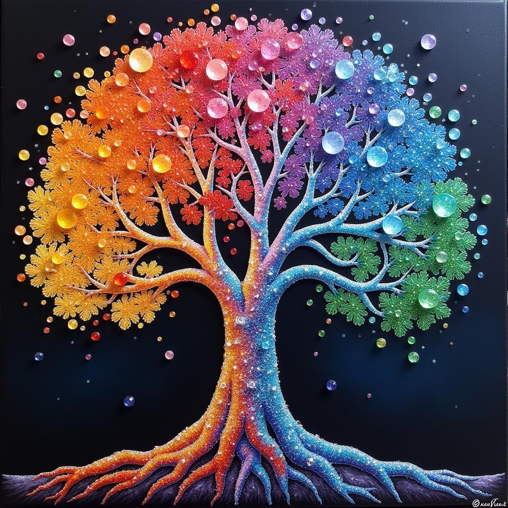 Completed Sparkling Tree of Life Diamond Painting