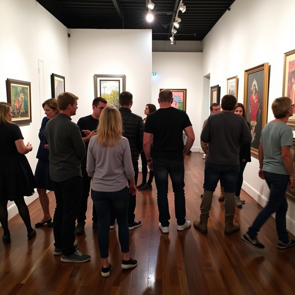 Art enthusiasts browse galleries during First Friday Art Walk in Charleston