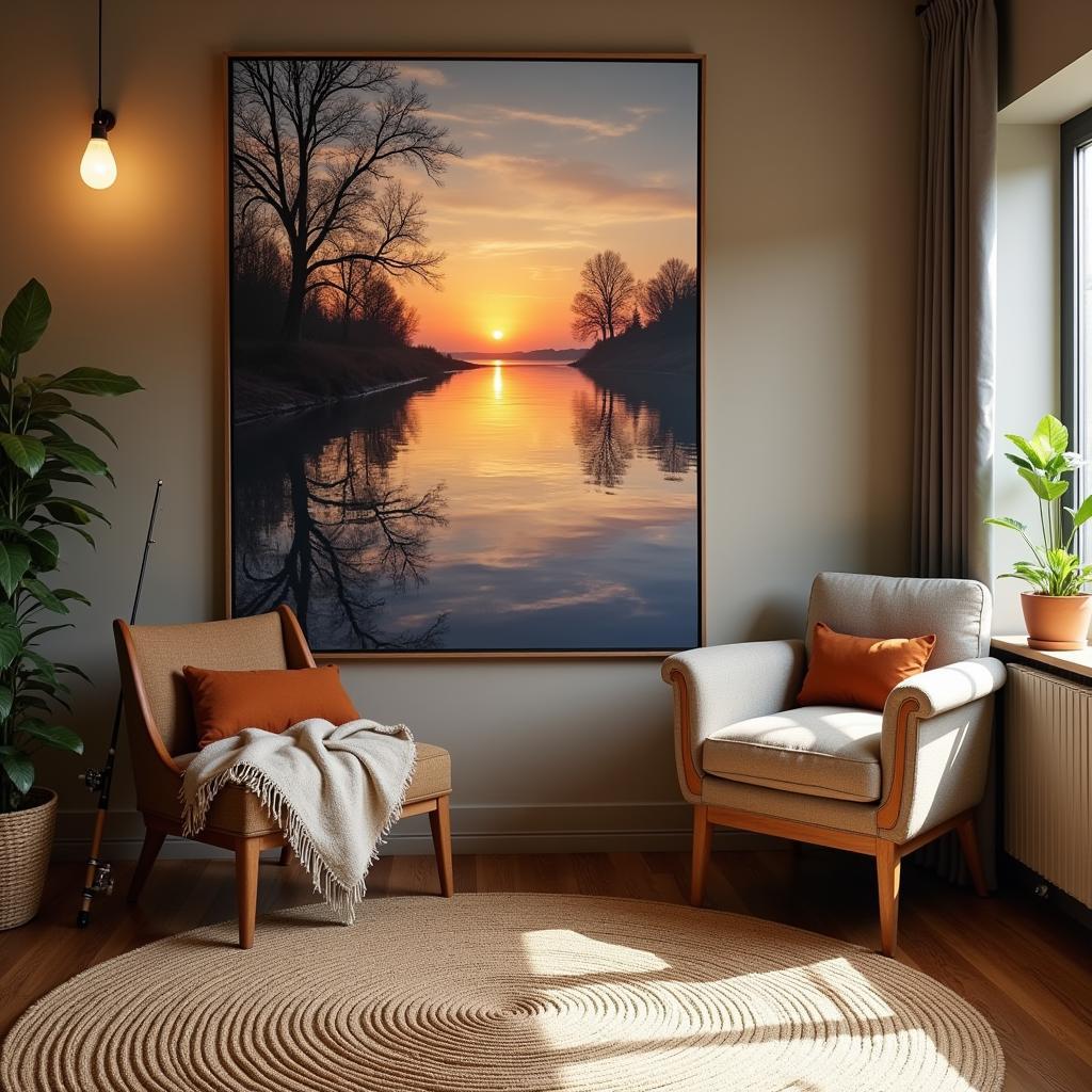 Fishing Canvas Wall Art in Living Room