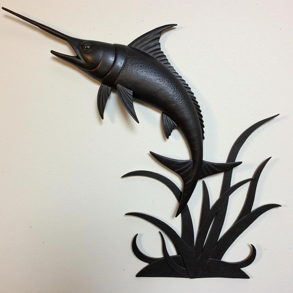 Metal Wall Sculpture of Fish in Motion