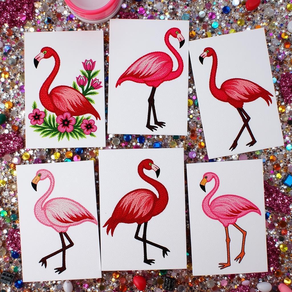 Various Flamingo Diamond Art Kits on Display