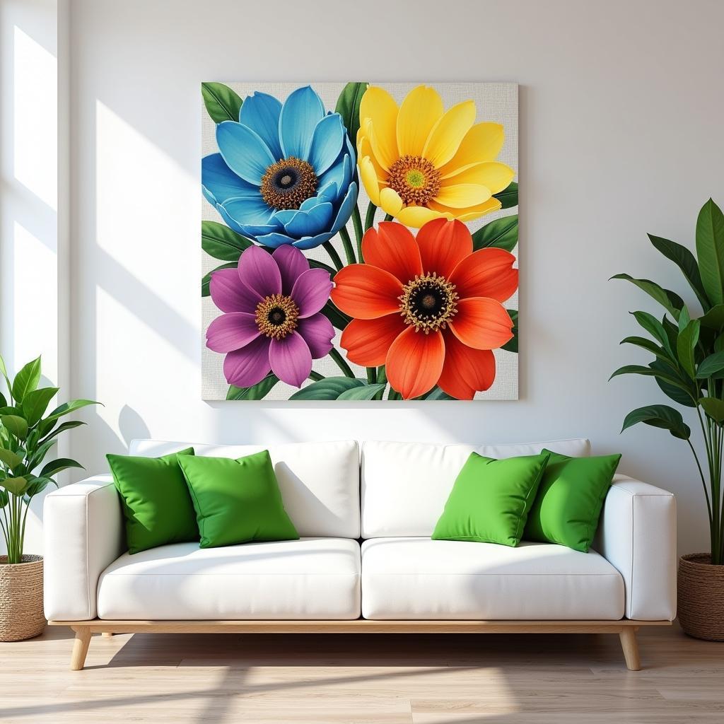 Floral Canvas Wall Art in Living Room