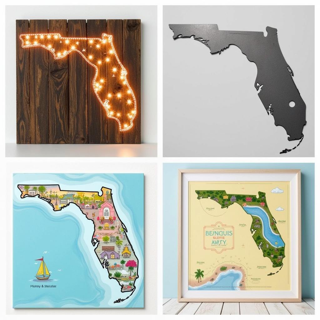 Different Styles of Florida Map Wall Art