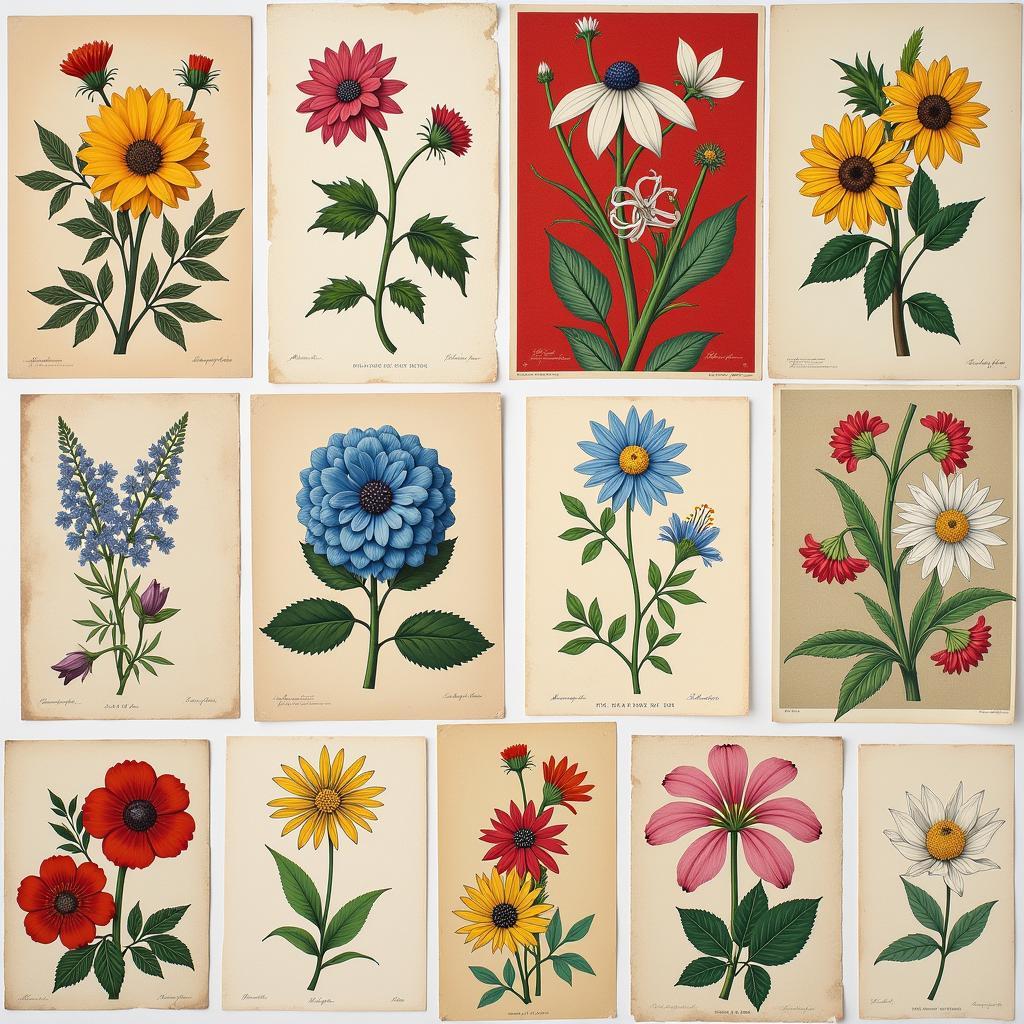 Historical examples of flower print art