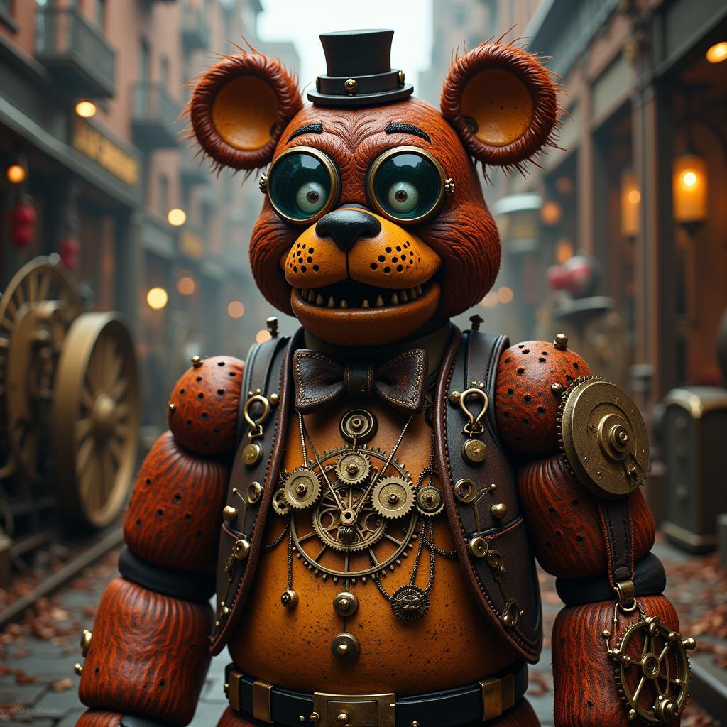 Steampunk Freddy Fazbear AI Generated Art