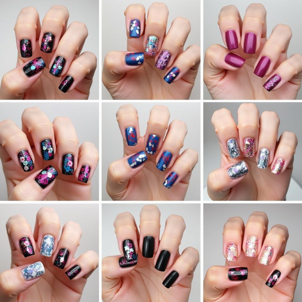 Foil Nails in Different Colors and Designs