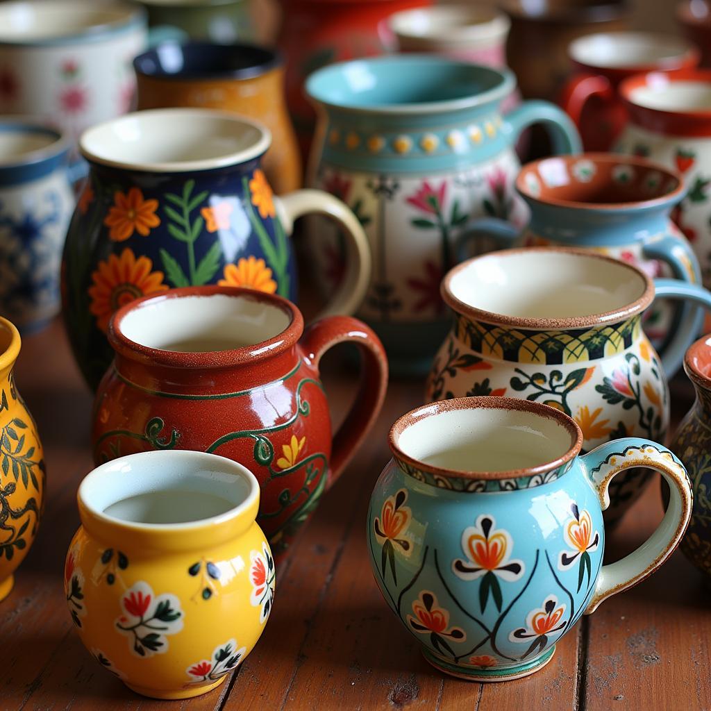 A Vibrant Collection of Folk Art Mugs