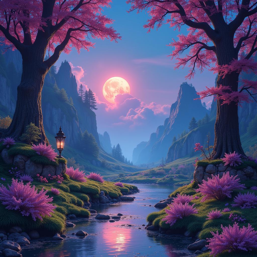 Digital painting showcasing vibrant colors and intricate details, characteristic of fontaine art